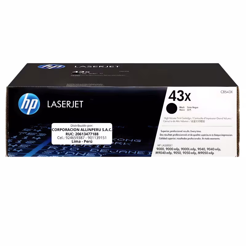 Toner HP 43X negro C8543X original vista frontal