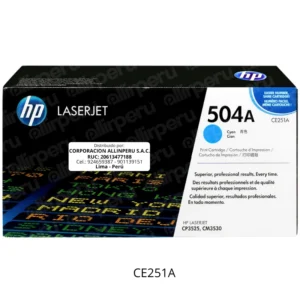 Toner HP 504A Cian CE251A para LaserJet CM3530 CP3525