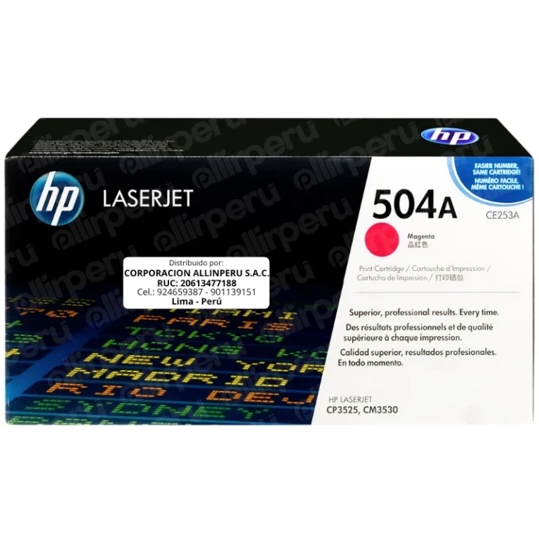 Toner HP 504A Magenta CE253A para LaserJet CM3530 CP3525