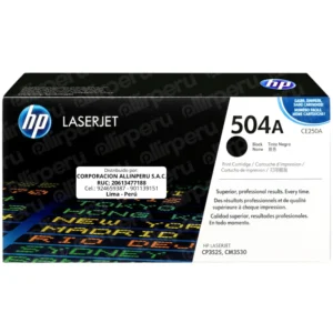 Toner HP 504A Negro CE250A para LaserJet CM3530 CP3525