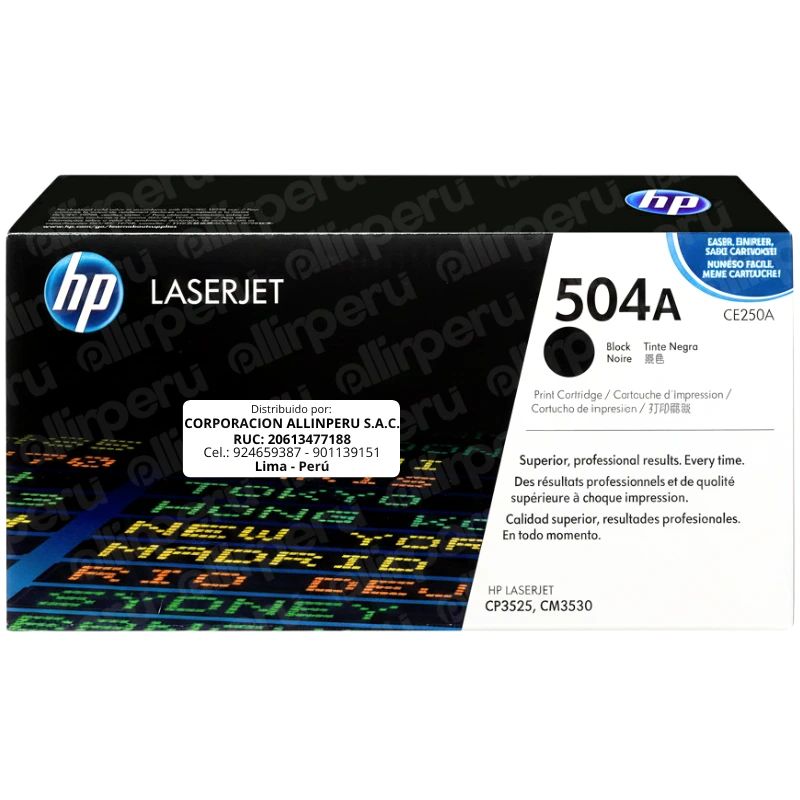 Toner HP 504A Negro CE250A para LaserJet CM3530 CP3525