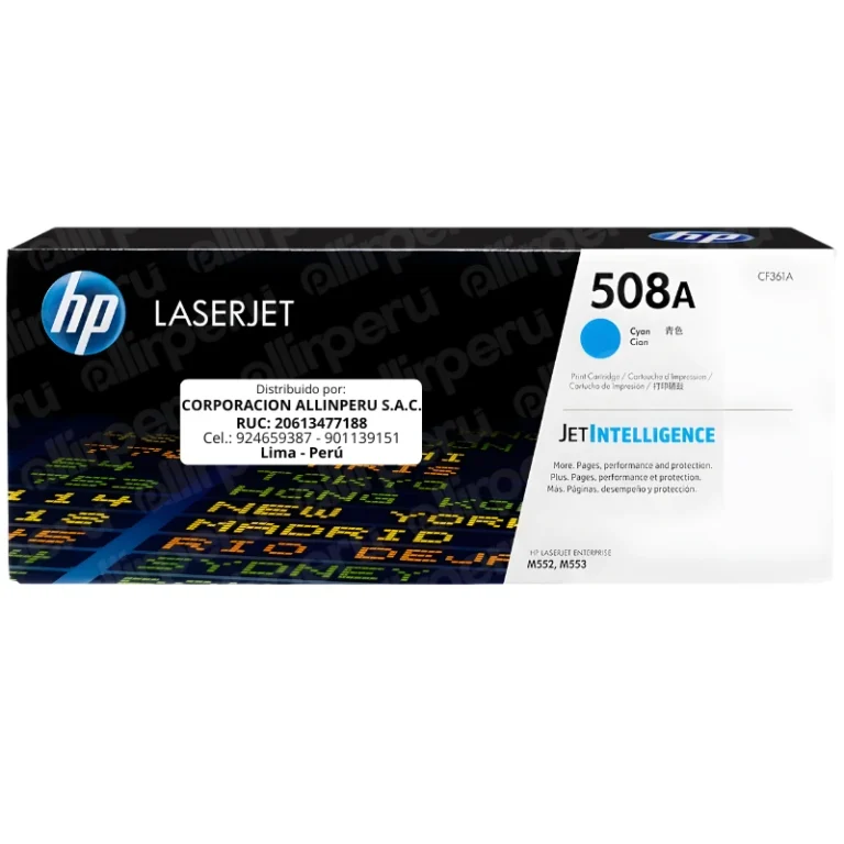 Toner HP 508A Cian CF361A para LaserJet M552 M553 M577