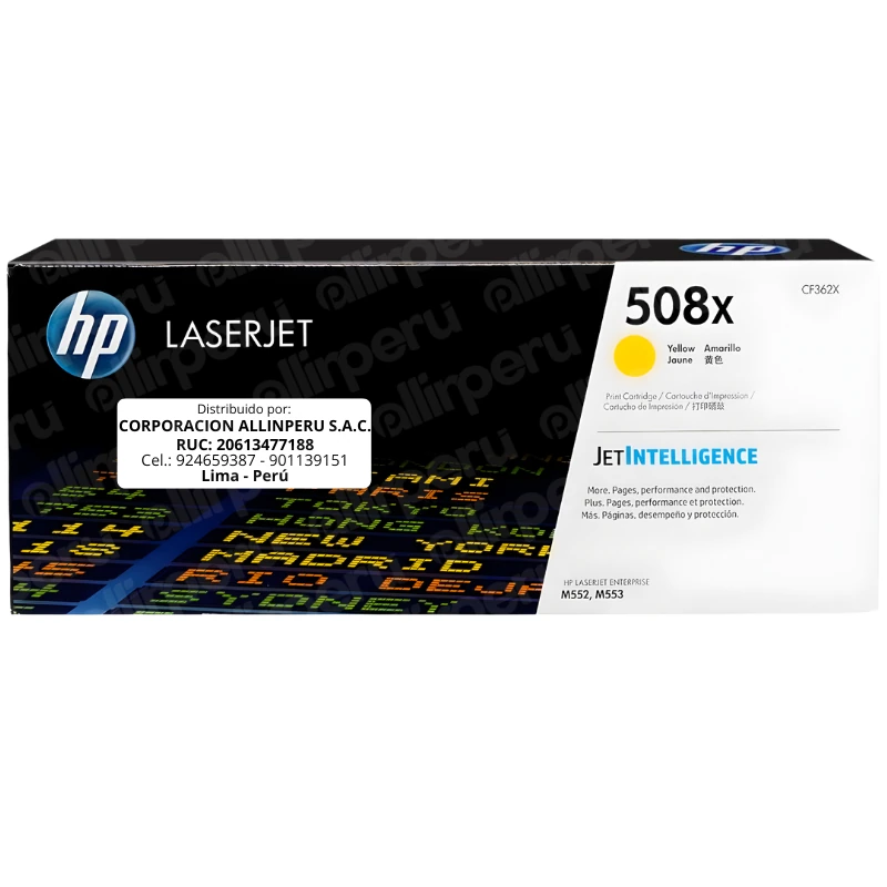 Toner HP 508X Amarillo CF362X para LaserJet M552 M553 M577