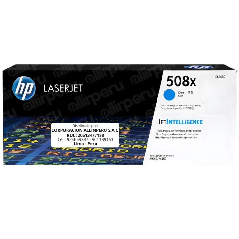 Toner HP 508X Cian CF361X para LaserJet M552 M553 M577
