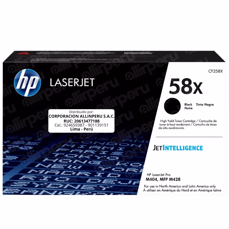 Toner HP 58X Negro CF258X para LaserJet M304 M404 M428
