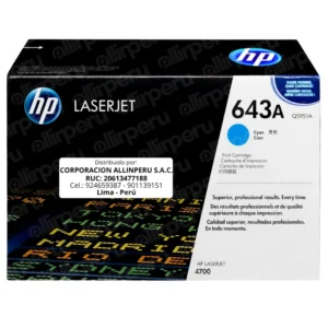 Toner HP 643A Cian Q5951A para LaserJet 4700