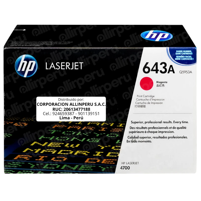 Toner HP 643A Magenta Q5953A para LaserJet 4700