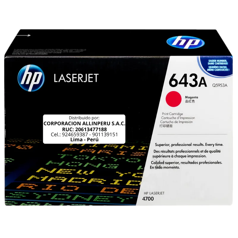 Toner HP 643A Magenta Q5953A original para LaserJet 4700