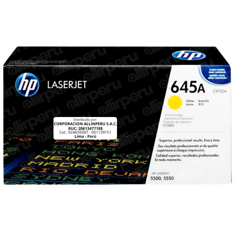Toner HP 645A Amarillo C9732A para LaserJet 5500 5550