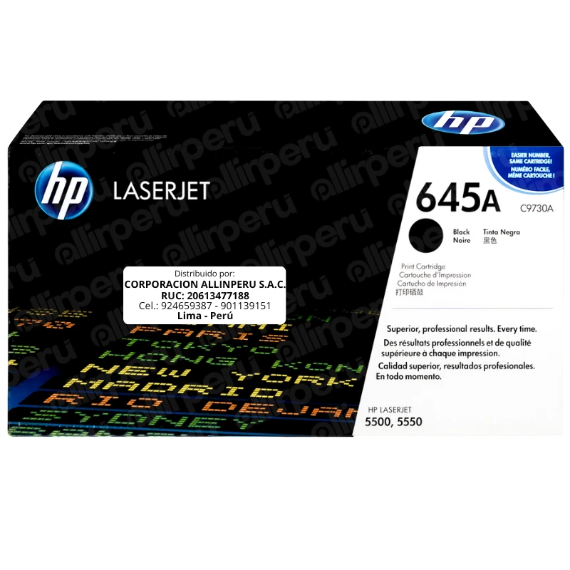 Toner HP 645A Negro C9730A para LaserJet 5500 5550