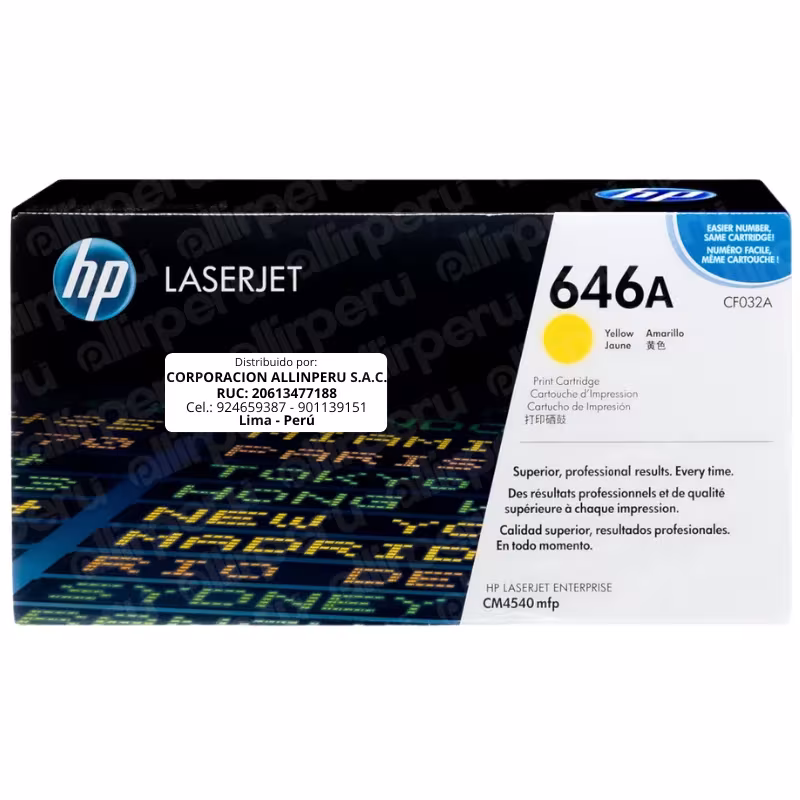 Toner HP 646A Amarillo CF032A para LaserJet CM4540