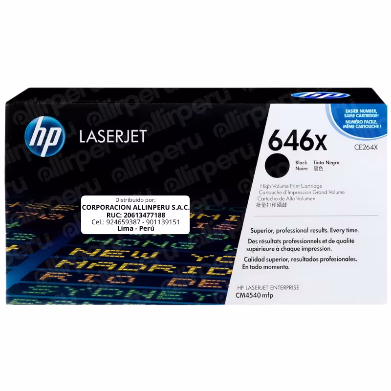 Toner HP 646X Negro CF030X para LaserJet CM4540