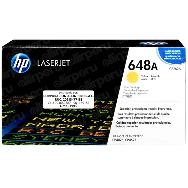 Toner HP 648A Amarillo CE262A para LaserJet CP4025 CP4525