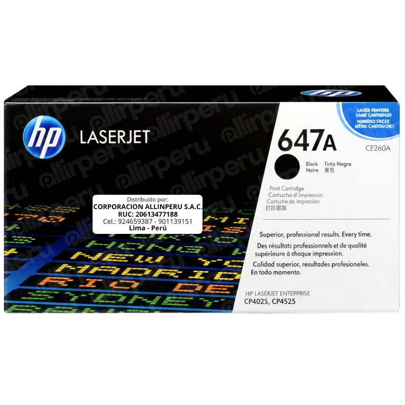 Toner HP 648A Negro CE260A para LaserJet CP4025 CP4525