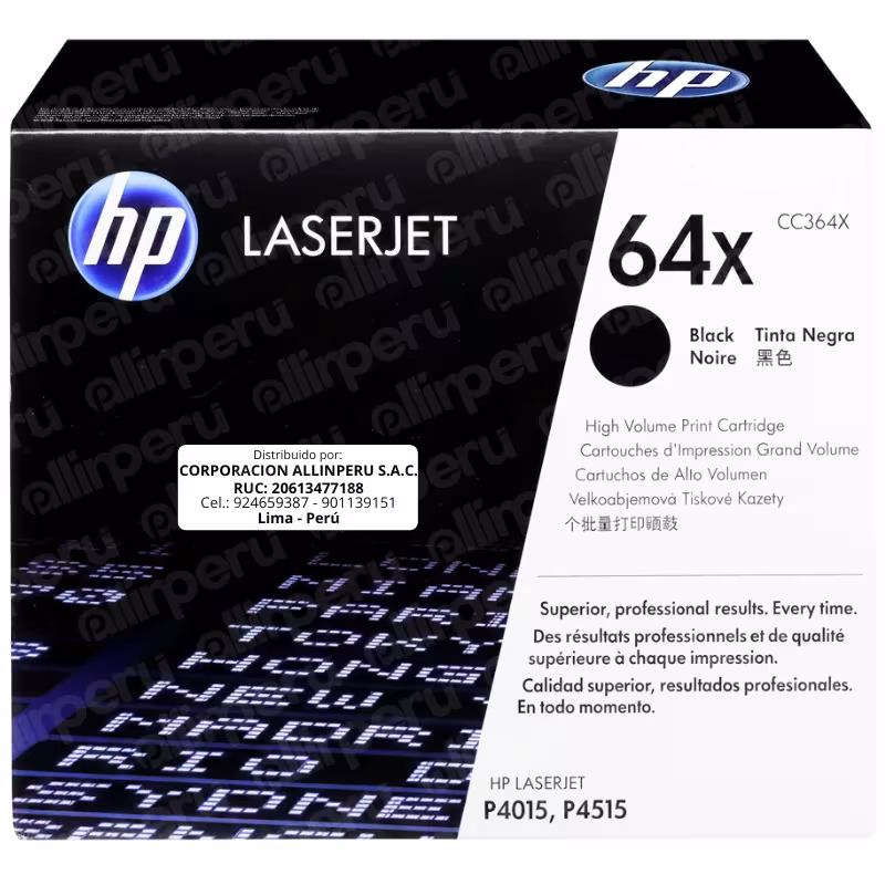 Toner HP 64X Negro CC364X LaserJet LaserJet P4015 P4515