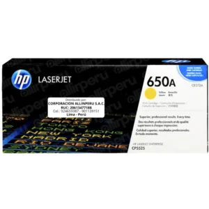 Toner HP 650A Amarillo CE272A LaserJet CP5520 CP5525 M750