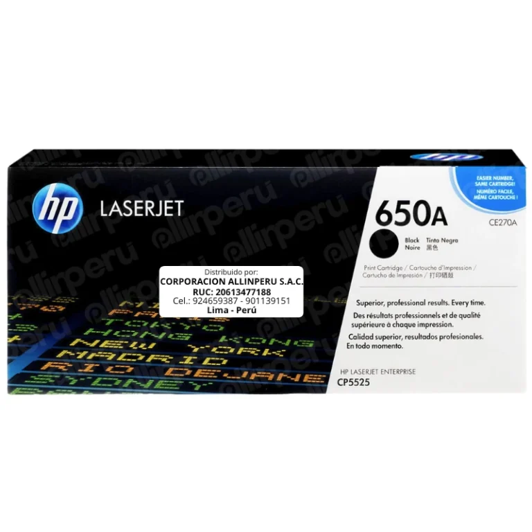 Toner HP 650A Negro CE270A LaserJet CP5520 CP5525 M750