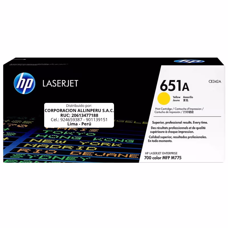 Tóner HP 651A Amarillo CE342A original para LaserJet M775