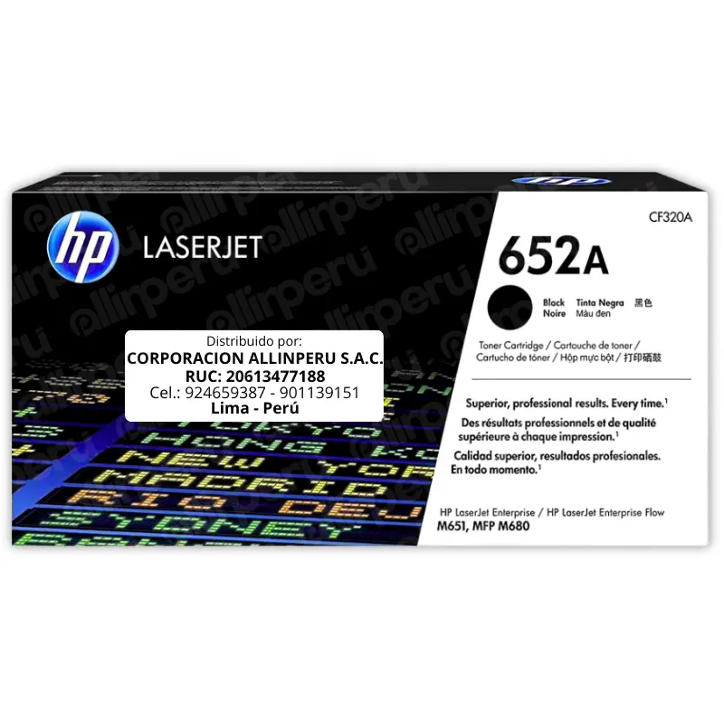 Toner HP 652A Negro CF320A para LaserJet Enterprise MFP M68 M651