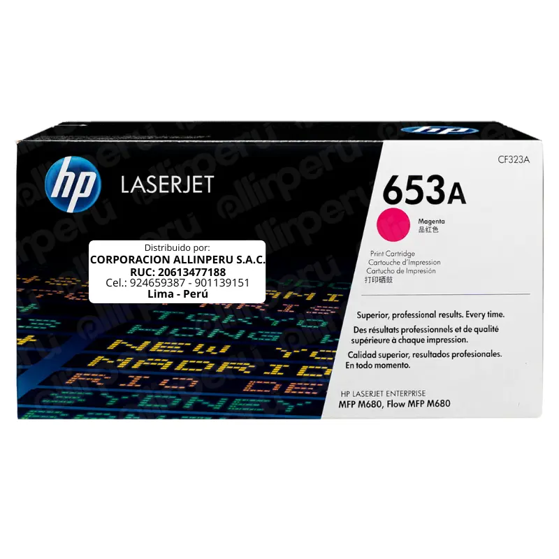 Toner HP 653A Magenta CF323A para LaserJet Enterprise MFP M680