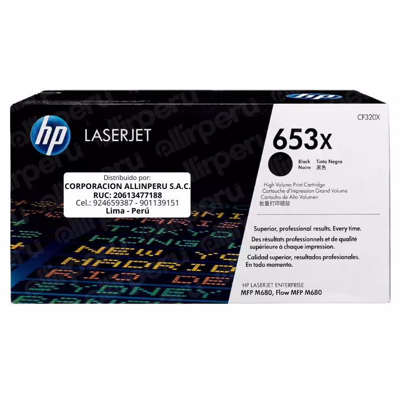 Toner HP 653X negro CF320X original vista frontal