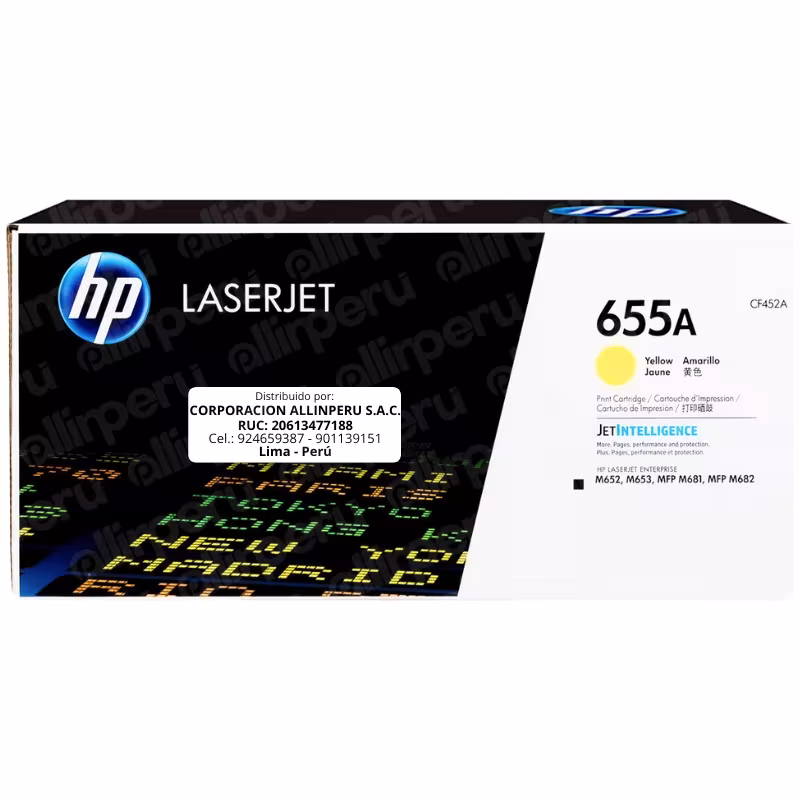 Toner HP 655A Amarillo CF452A para LaserJet M652 M653 M681 M682