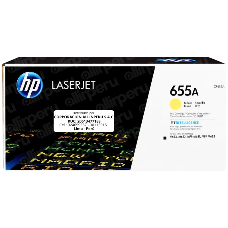 Toner HP 655A Amarillo CF452A para LaserJet M652 M653 M681 M682