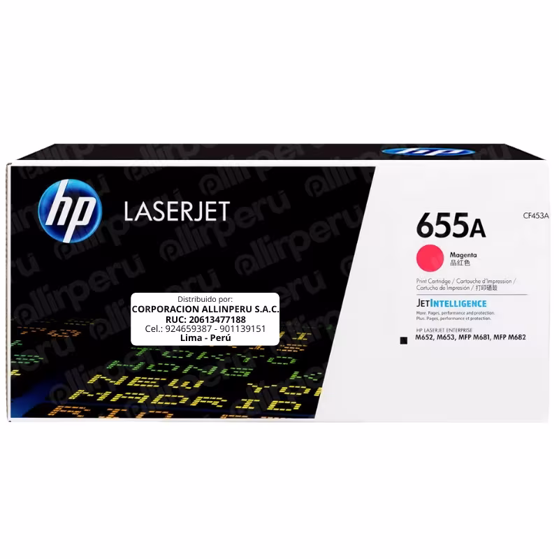 Toner HP 655A Magenta CF453A para LaserJet M652 M653 M681 M682