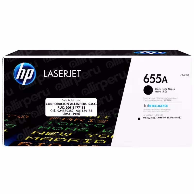 Toner HP 655A Negro CF450A para LaserJet M652 M653 M681 M682