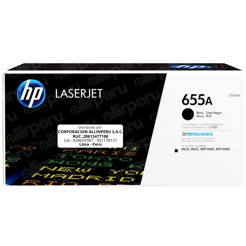 Toner HP 655A Negro CF450A para LaserJet M652 M653 M681 M682 Toner HP 655A Negro CF450A para LaserJet M652 M653 M681 M682