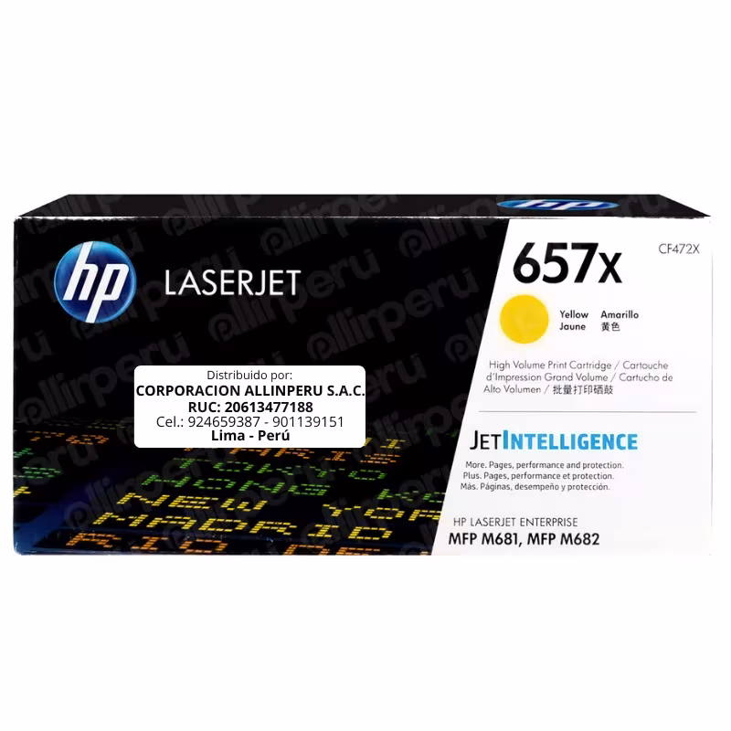 Toner HP 657X Amarillo CF472X para LaserJet Enterprise M681
