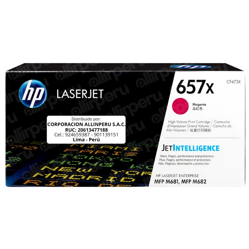 Toner HP 657X Magenta CF473X para LaserJet Enterprise M681 Toner HP 657X Magenta CF473X para LaserJet Enterprise M681