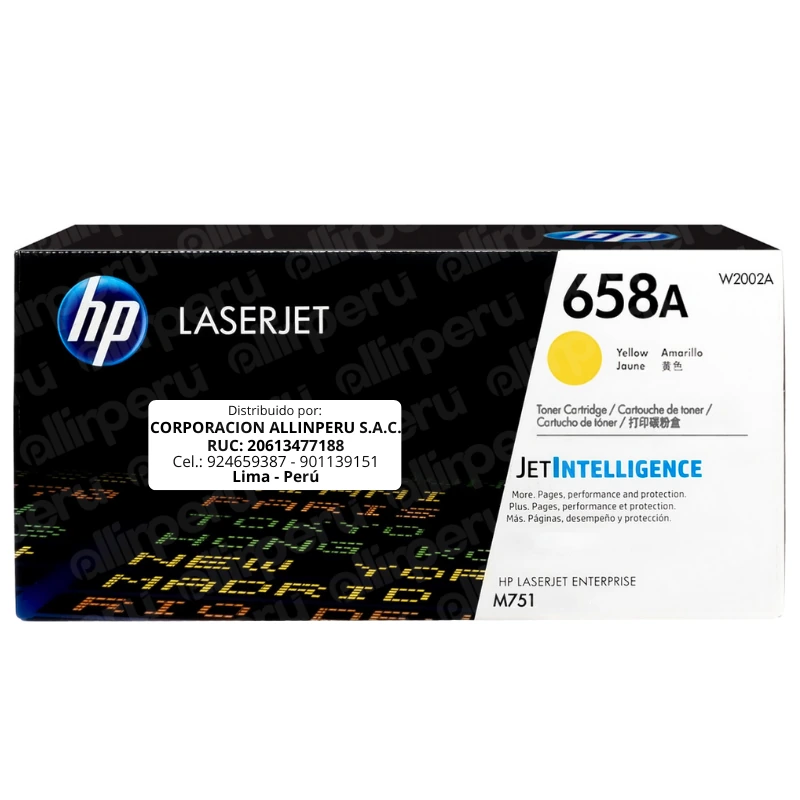 Toner HP 658A Amarillo W2002A para LaserJet M571