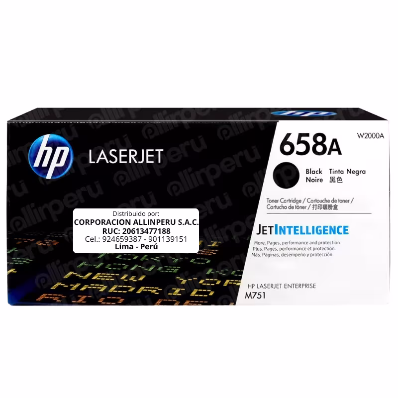 Toner HP 658A Negro W2000A para LaserJet M571