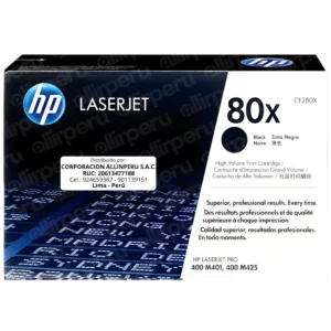 Tóner HP 80X Negro CF280X para LaserJet 400 M401 M425