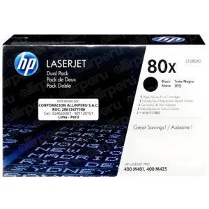 Toner HP 80XD Negro CF280XD para LaserJet 400 M401 M425