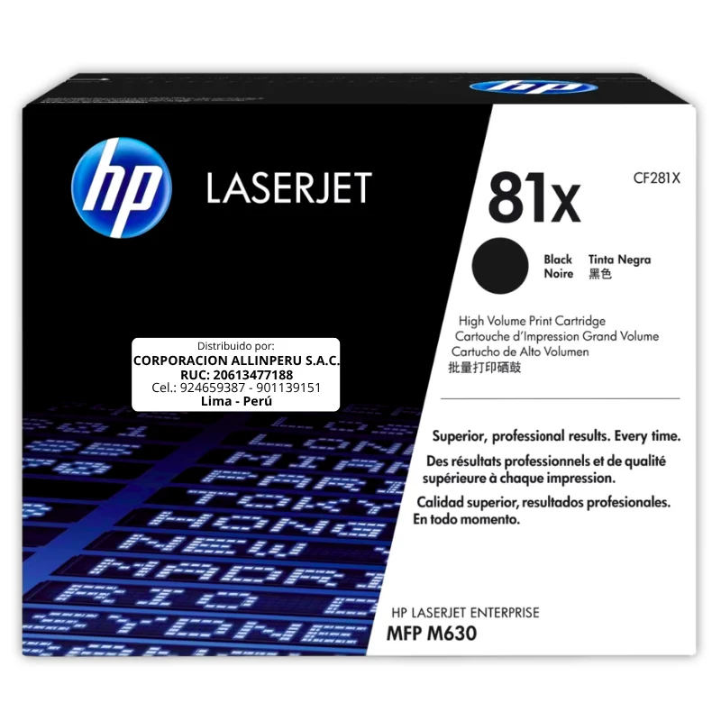 Toner HP 81X negro CF281X original frontal