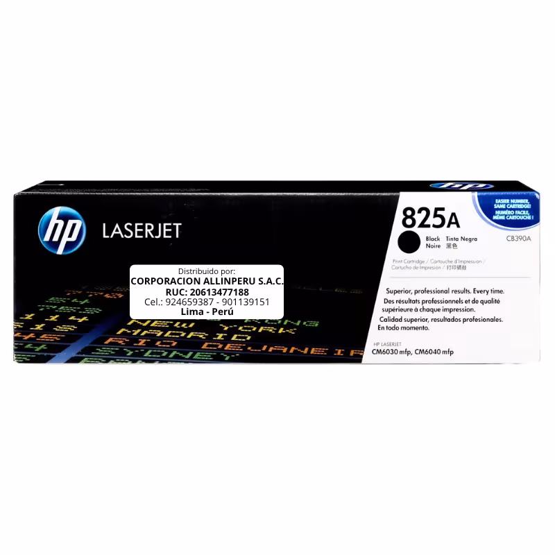 Tóner HP 825A negro CB390A original vista frontal