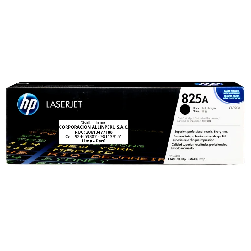 Tóner HP 825A negro CB390A original vista frontal
