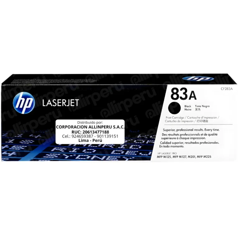Toner HP 83A Negro CF283A para LaserJet M201 M125 M127 M225