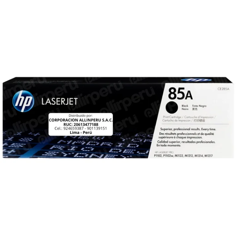 Toner HP 85A Negro CE285A para LaserJet Pro P1102 M1132 M1212 M1214 M1217