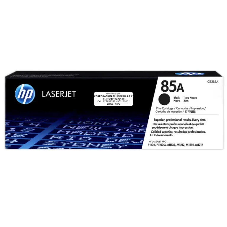 Toner HP 85A negro CE285A cartucho original frontal