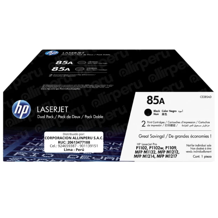 Toner HP 85AD Negro CE285AD para LaserJet Pro P1102 M1132 M1212 M1214 M1217