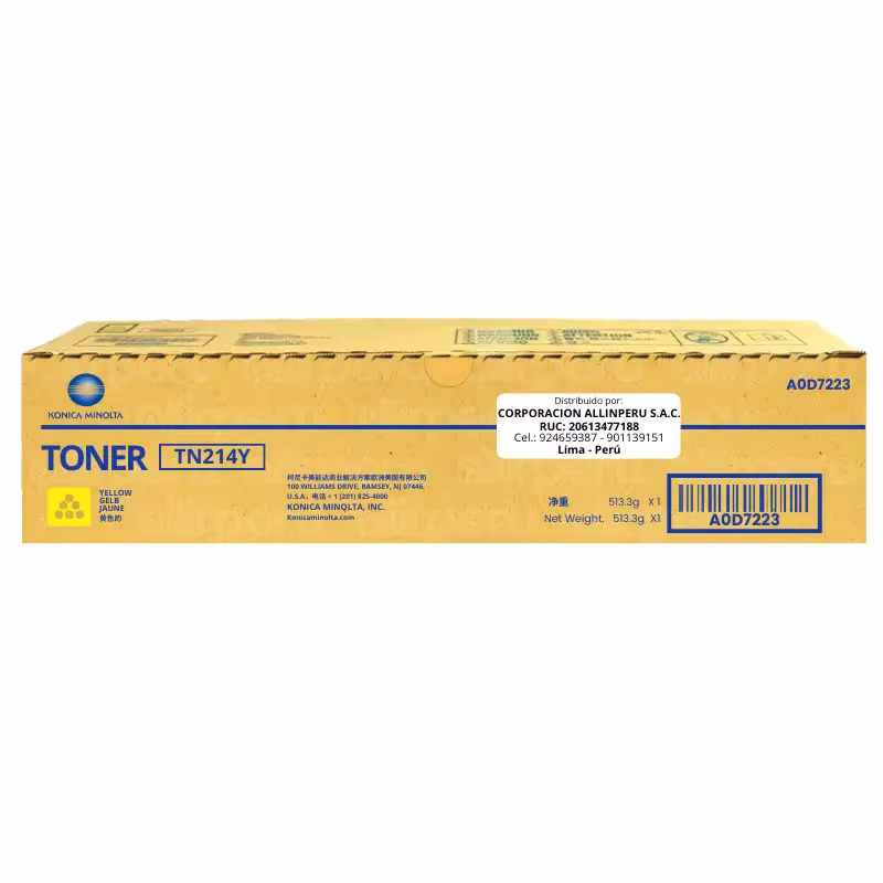 Toner Konica Minolta TN-214Y Yellow Bizhub C200 Original A0D7223