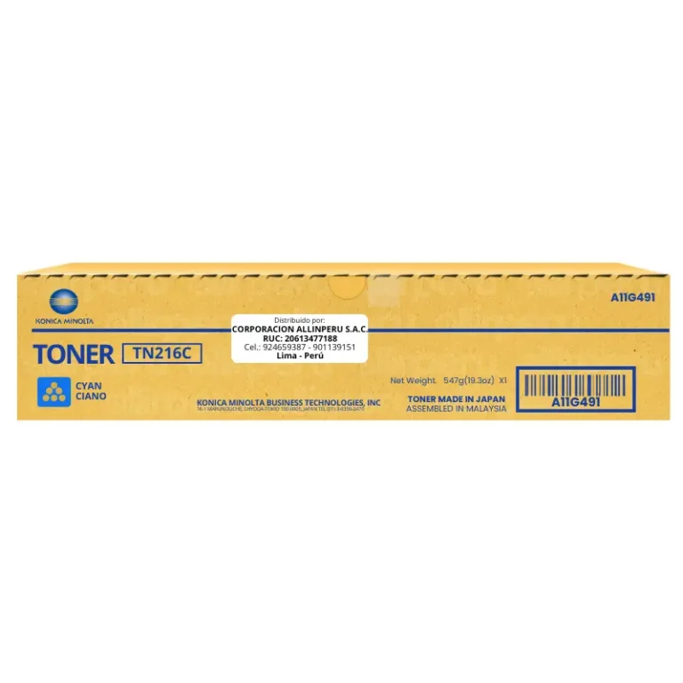 Toner Konica Minolta TN-216C Cyan A11G491 26,000 Páginas