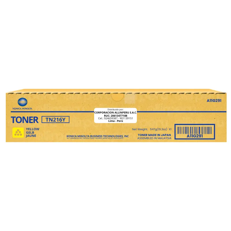Toner Konica Minolta TN-216Y Yellow A11G291 26,000 Páginas