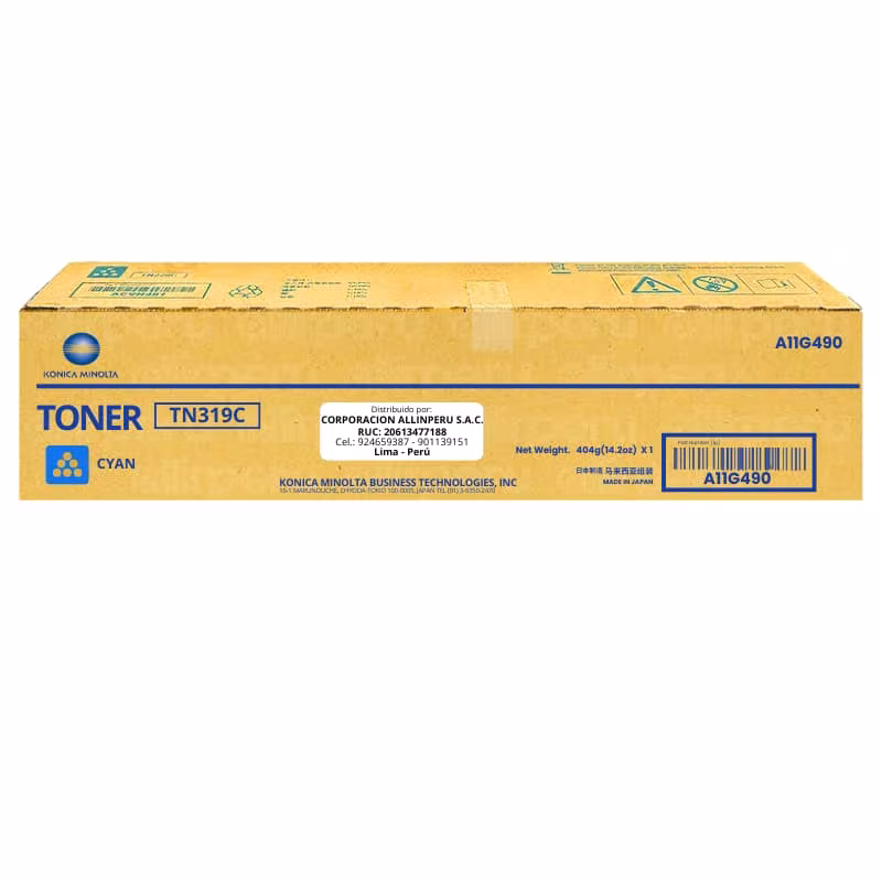 Toner Konica Minolta TN-319C Cyan A11G490 6,000 Páginas
