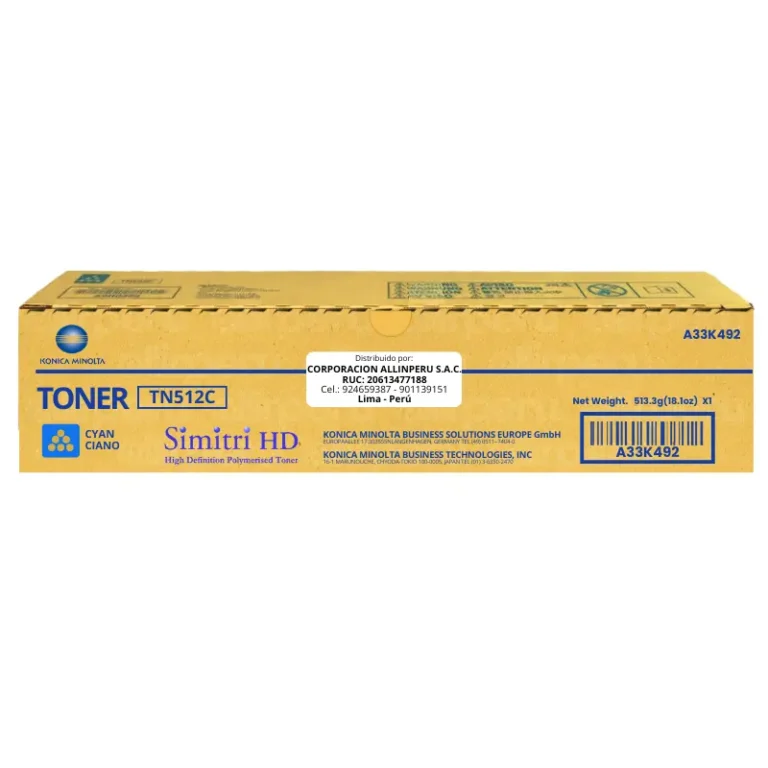 Toner Konica Minolta TN-512C Cyan A33K492 26,000 Páginas