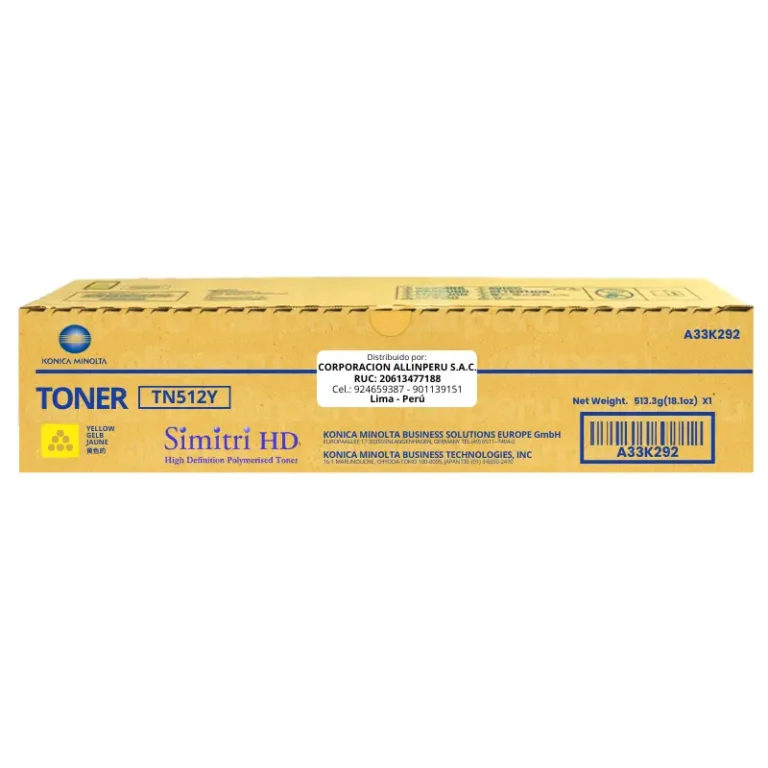 Toner Konica Minolta TN-512Y Yellow A33K292 26,000 Páginas