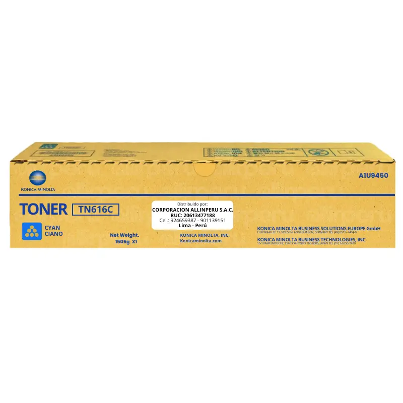 Toner Konica Minolta TN-616C Cyan A1U9450 31,000 Páginas Toner Konica Minolta TN-616C Cyan A1U9450 31,000 Páginas